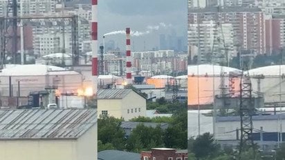 Пожежу на НПЗ в Москві зняли на відео