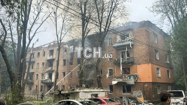 Damaged house in Solomyanskyi district