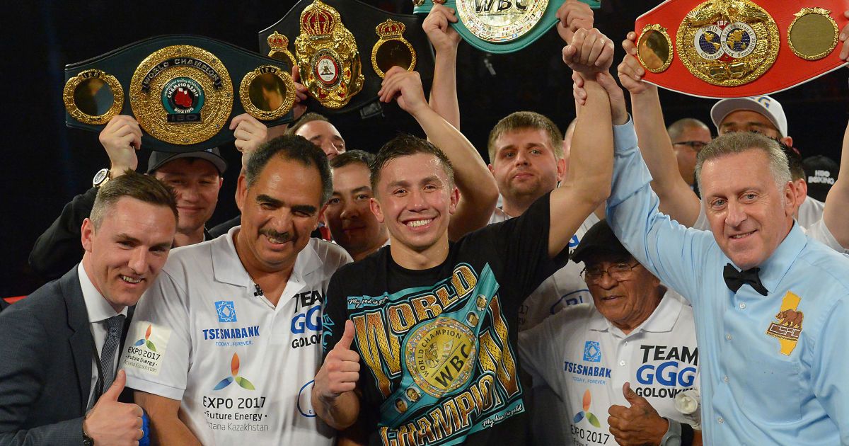 23 апреля 2016 года. Лос-Анджелес. Бой за чемпионские титулы WBA, WBC и IBF в среднем весе Геннадий Головкин - Доминик Уэйд.