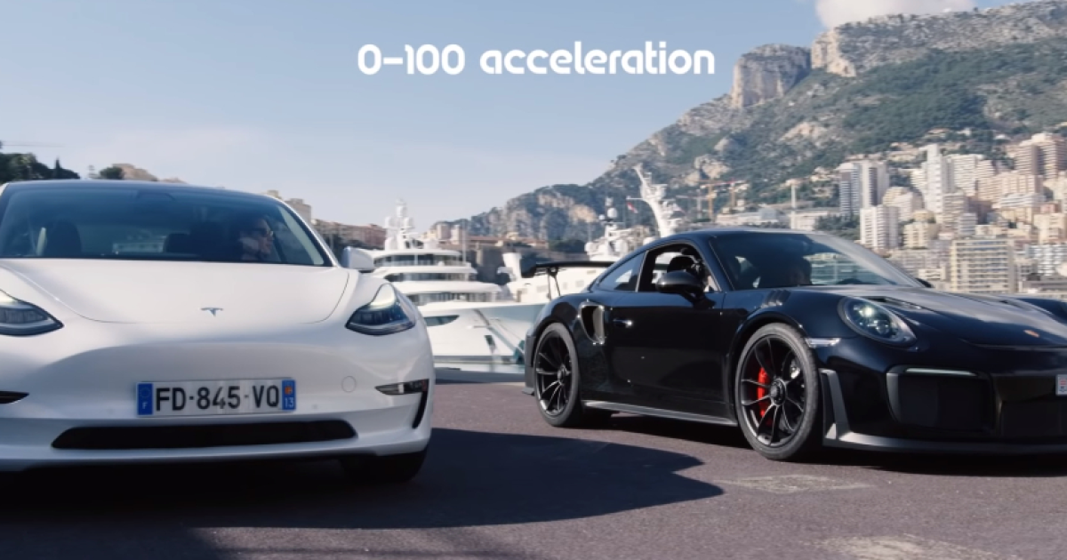 Затяту драг-гонку Tesla Model 3 та Porsche 911 зняли на відео
