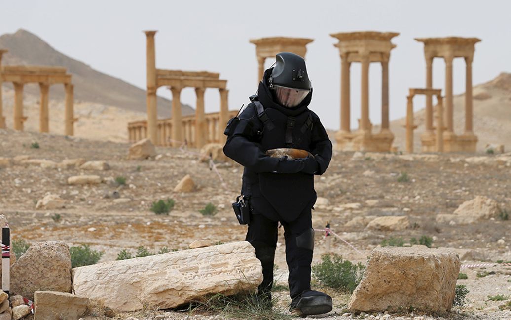 Сапер російської армії працює в історичній частині міста Пальміра, Сирія. / © Reuters