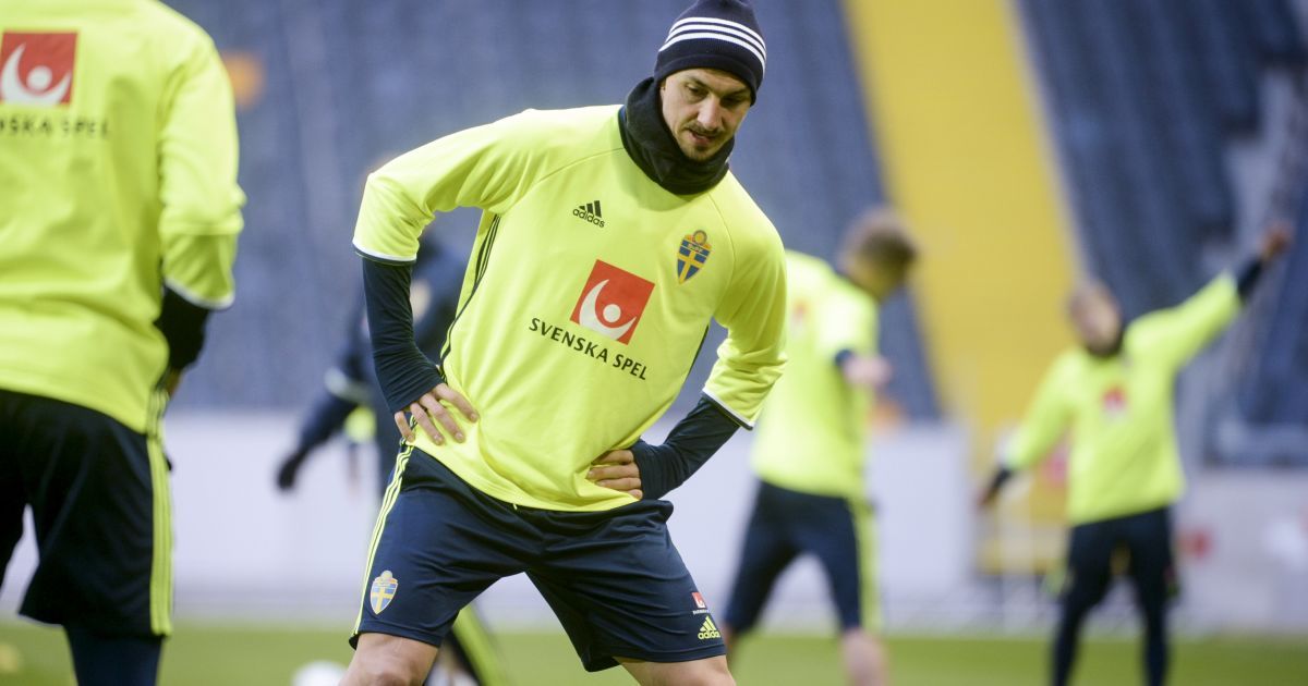Ибрагимович на тренировке сборной Швеции