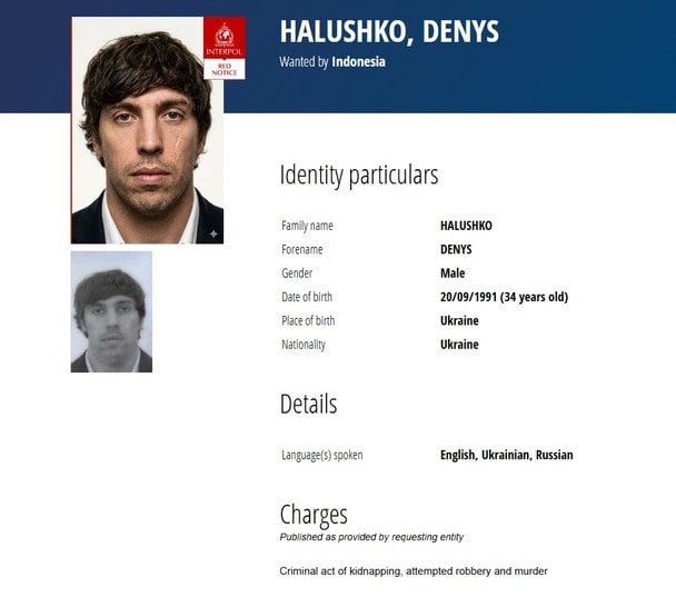 Названо імена підозрюваних у вбивстві Ігоря Комарова на Балі / © Interpol