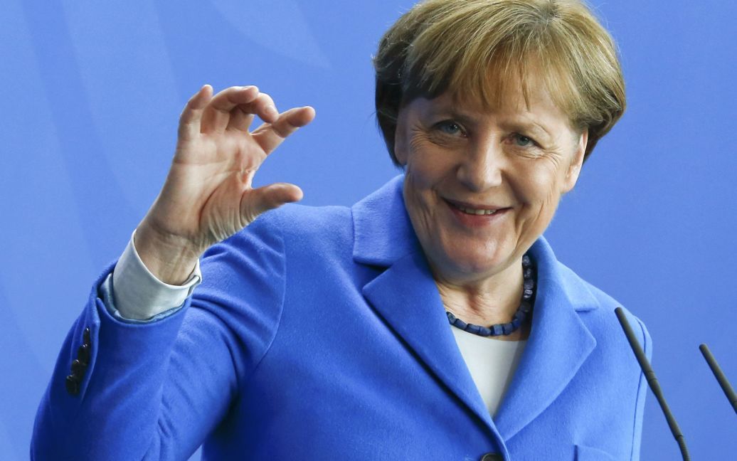 Канцлер Германии Ангела Меркель на пресс-конференции по итогам переговоров с Генеральным секретарем ООН Пан Ги Муном в рейхсканцелярии в Берлине, Германия. / © Reuters