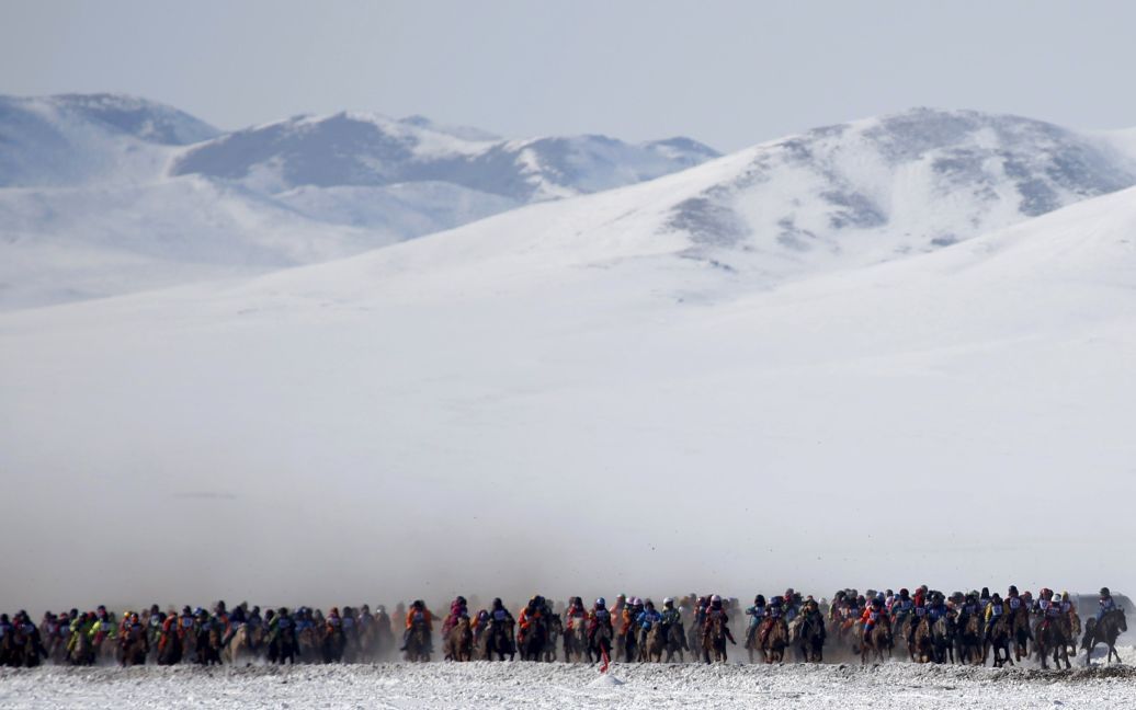 Всадники соревнуются в весенних скачках за пределами Улан-Батора, Монголия. / © Reuters