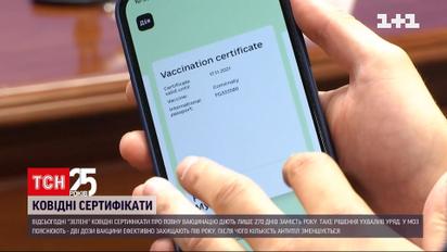 Відтепер "зелені" сертифікати вакцинації в Україні діятимуть 270 днів