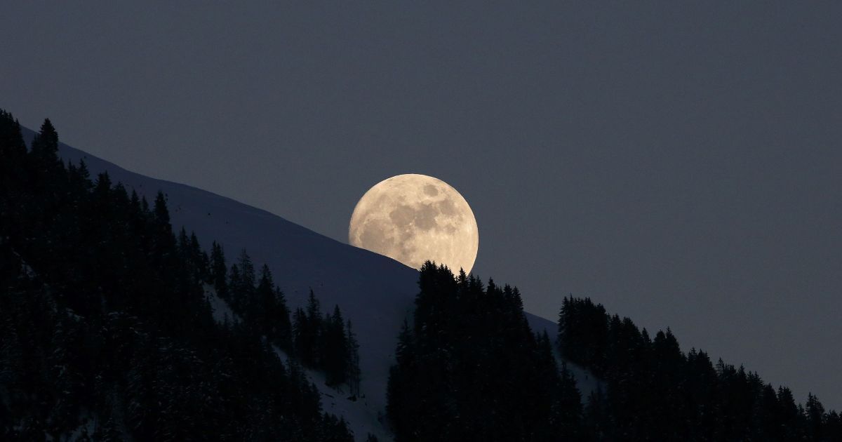 Луна поднимается над деревьями у города Кицбюэль, Австрия. / © Reuters