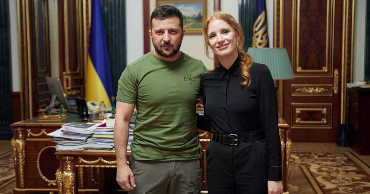Джессика Честейн и Владимир Зеленский