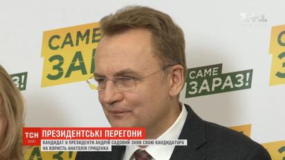 Садовый поддержал Гриценко и снял свою кандидатуру с выборов-2019