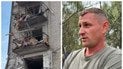 Пошкоджена п’ятиповерхівка після атаки на Бориспіль та її мешканець Олександр