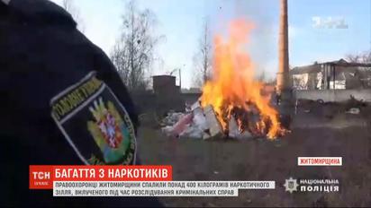 Более 400 килограммов наркотиков сожгли правоохранители Житомирщины