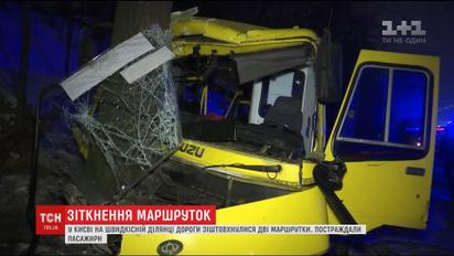 В Киеве две маршрутки вылетели с дороги, 12 пассажиров получили травмы