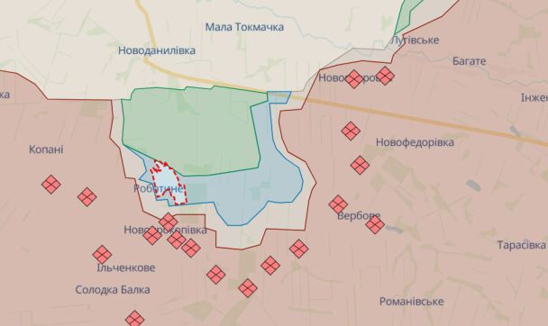 Работино Запорожской области на карте. ФОТО: Deepstatemap