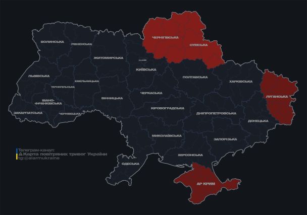 Мапа тривог станом на 21 липня.