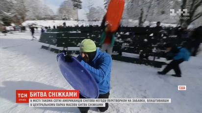 Битва снежками: сотни американцев непогоду превратили в массовую забаву
