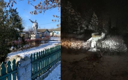 В Одеській області невідомі знесли пам‘ятник Леніну та відбили ніс погруддю Маркса: фото