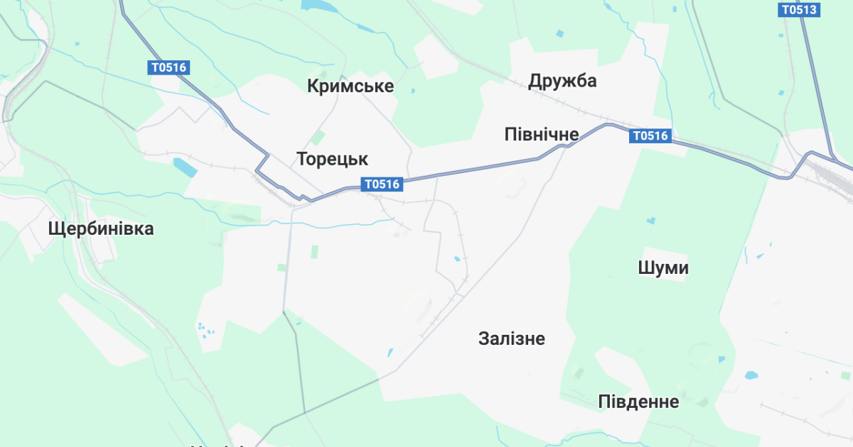 Місто Торецьк на мапі