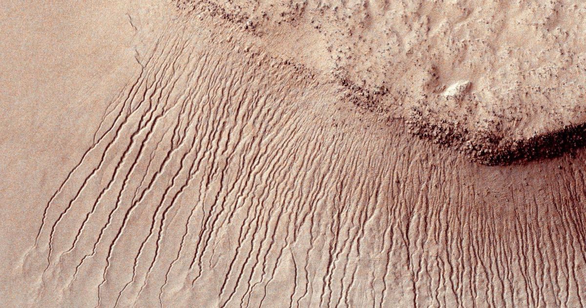 Темные полосы на склонах Марса свидетельствуют о наличии воды. / © Reuters